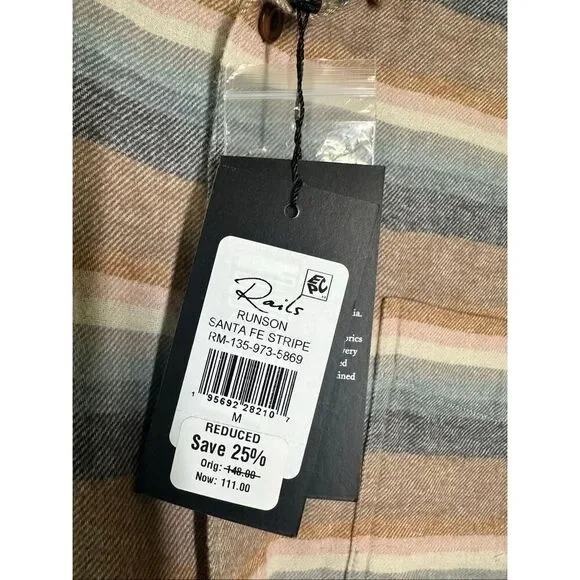 Rails Mens Medium Blue and Tan Casual Soft Button Down Shirt Size Medium New - Picture 3 of 5